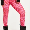 Women's Trousers in Pink Zebra Print with Fleece Lining and Adjustable Stirrup Hem - Liquorish