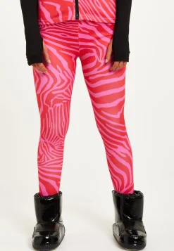 Women's Trousers in Pink Zebra Print with Fleece Lining and Adjustable Stirrup Hem - Liquorish
