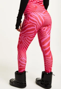Women's Trousers in Pink Zebra Print with Fleece Lining and Adjustable Stirrup Hem - Liquorish