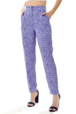 Women's Trousers in Purple with All Over Stroke Print, Tailored Fit, Straight Leg - Liquorish
