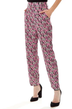 Women's Trousers in Purple with Straight Leg and Animal Print Design - Tailored Fit by Liquorish