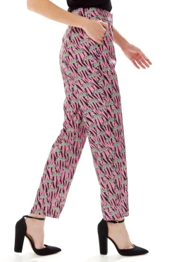 Women's Trousers in Purple with Straight Leg and Animal Print Design - Tailored Fit by Liquorish