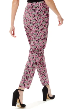 Women's Trousers in Purple with Straight Leg and Animal Print Design - Tailored Fit by Liquorish