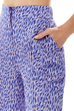 Women's Trousers in Purple with All Over Stroke Print, Tailored Fit, Straight Leg - Liquorish