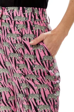 Women's Trousers in Purple with Straight Leg and Animal Print Design - Tailored Fit by Liquorish