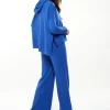 Women's Trousers in Royal Blue, Wide-Leg Shape, Regular Fit, Elasticated Waist - Liquorish