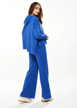 Women's Trousers in Royal Blue, Wide-Leg Shape, Regular Fit, Elasticated Waist - Liquorish