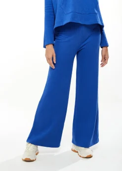 Women's Trousers in Royal Blue, Wide-Leg Shape, Regular Fit, Elasticated Waist - Liquorish