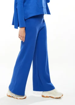 Women's Trousers in Royal Blue, Wide-Leg Shape, Regular Fit, Elasticated Waist - Liquorish