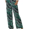 Women's Trousers with Abstract Print in Black, High Rise Wide Leg Style, Front Pockets, Liquorish