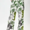 Women's Trousers with High Rise Fit, Bird and Floral Print, Part of Co-ord Set, 100% Polyester - Liquorish