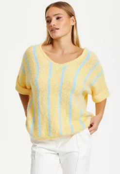 Yellow and Blue Striped Knit Top