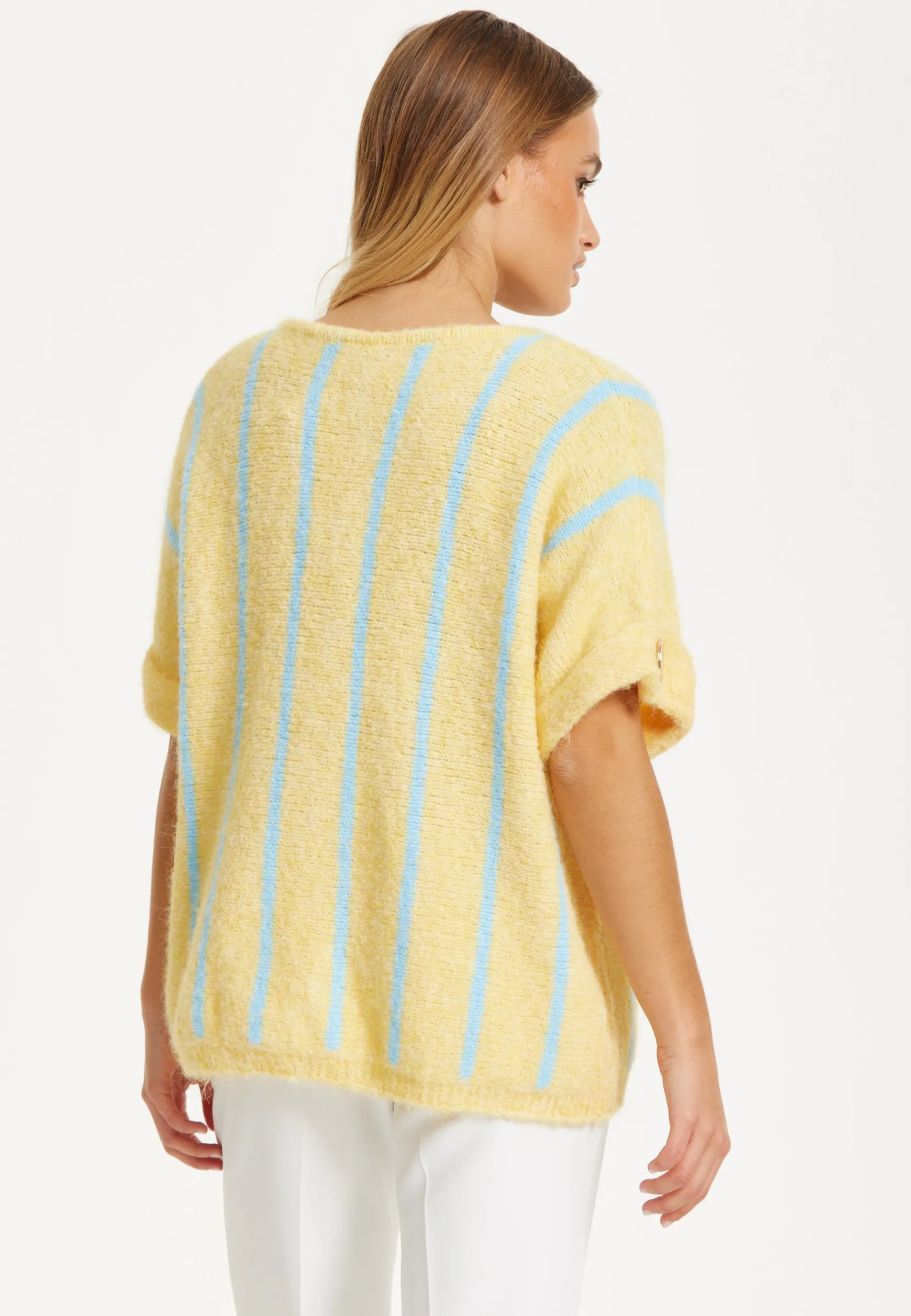 Yellow and Blue Striped Knit Top