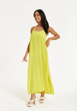 Yellow Cross-Back Maxi Dress